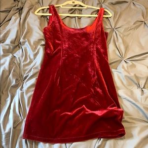 Red velvet mini dress